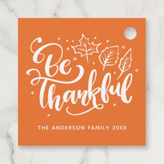 Erntedank sei dankbar Script Harvest Orange Geschenkanhänger (Rückseite)