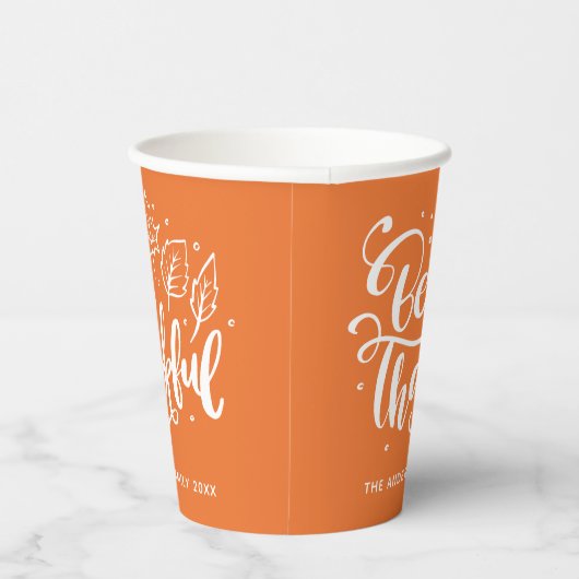 Erntedank sei dankbar Script Harvest Orange Pappbecher (Rechts)