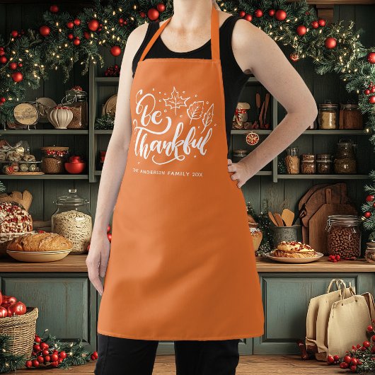 Erntedank sei dankbar Script Harvest Orange Schürze