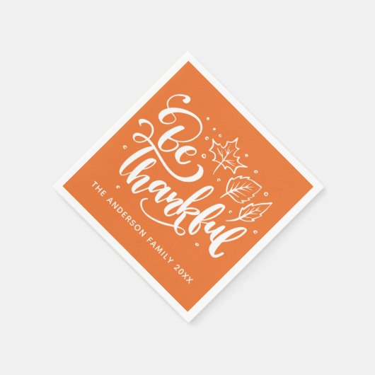 Erntedank sei dankbar Script Harvest Orange Serviette (Ecke)