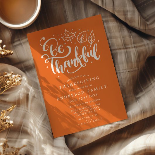 Erntedank sei dankbar Script Orange Dinner Einladung