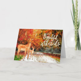 Erntedank Selig und dankbar Herbstwald Feiertagskarte