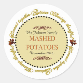 Erntedank Sentiments Kartoffelpüree Runder Aufkleber