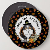 Erntedank Shetland Sheepdog (blauer Merle) Funny Button (Vorne & Hinten)