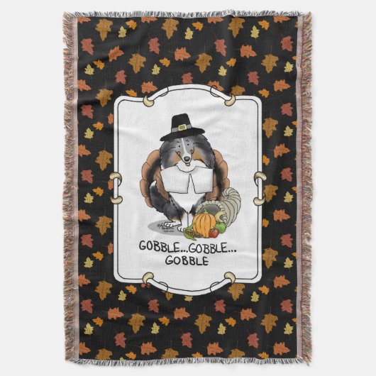 Erntedank Shetland Sheepdog (blauer Merle) Funny Decke (Vorderseite Vertikal)