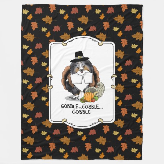 Erntedank Shetland Sheepdog (blauer Merle) Funny Fleecedecke (Vorderseite)