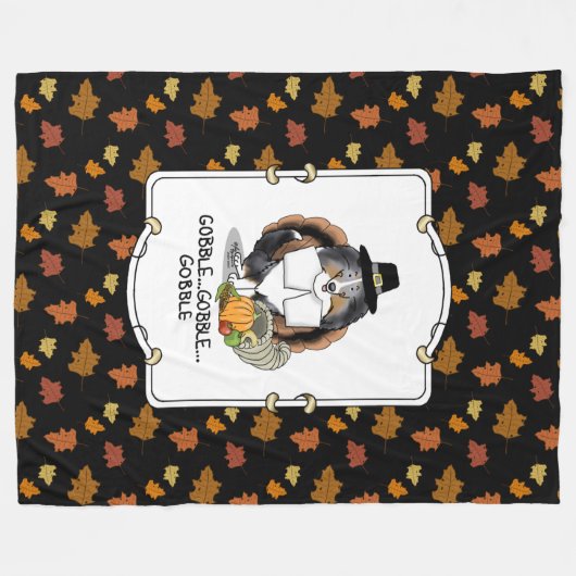 Erntedank Shetland Sheepdog (blauer Merle) Funny Fleecedecke (Vorderseite (Horizontal))