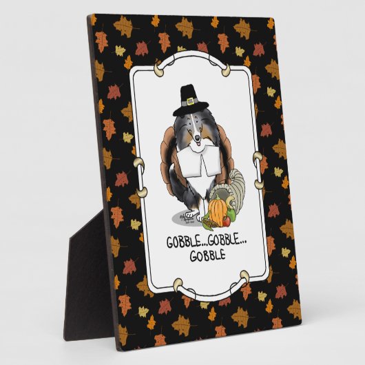 Erntedank Shetland Sheepdog (blauer Merle) Funny Fotoplatte (Seite)