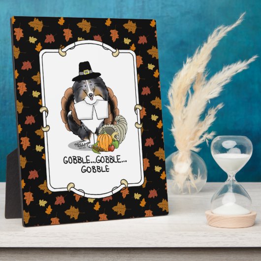 Erntedank Shetland Sheepdog (blauer Merle) Funny Fotoplatte (Seite)