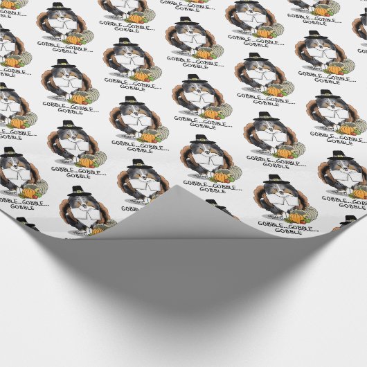 Erntedank Shetland Sheepdog (blauer Merle) Funny Geschenkpapier (Ecke)