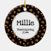 Erntedank Shetland Sheepdog (blauer Merle) Funny Keramik Ornament (Hinten)