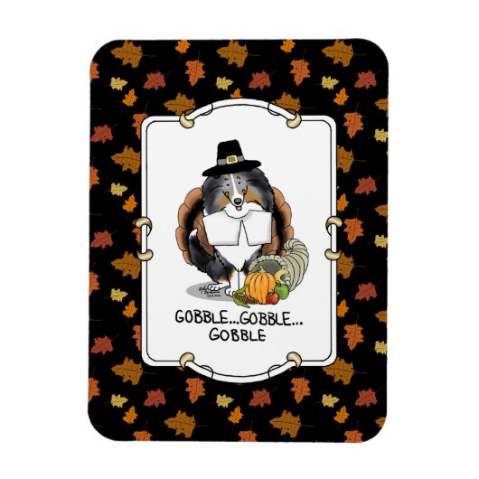 Erntedank Shetland Sheepdog (blauer Merle) Funny Magnet (Vertikal)