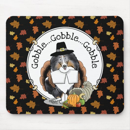 Erntedank Shetland Sheepdog (blauer Merle) Funny Mousepad (Vorne)