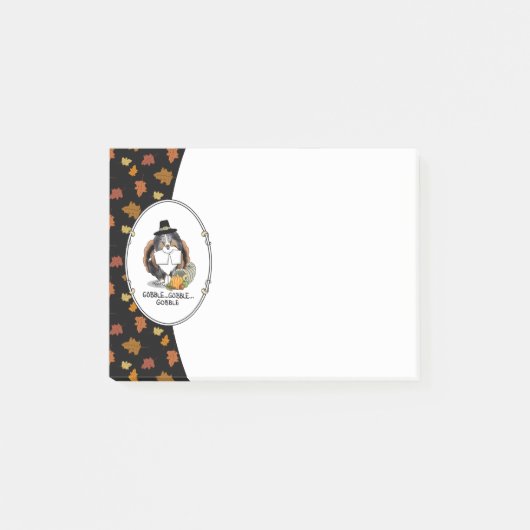 Erntedank Shetland Sheepdog (blauer Merle) Funny Post-it Klebezettel (Vorderseite)