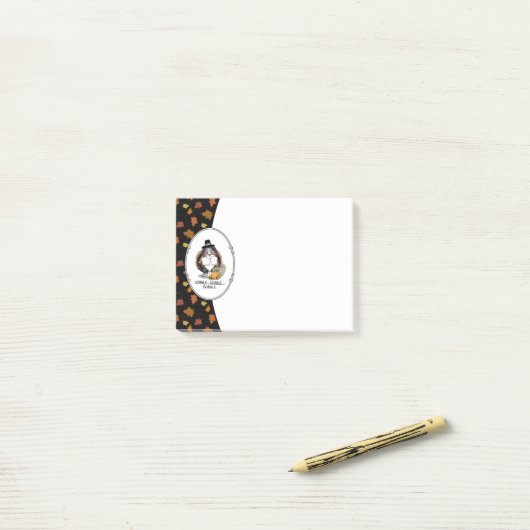 Erntedank Shetland Sheepdog (blauer Merle) Funny Post-it Klebezettel (Auf Schreibtisch)