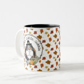 Erntedank Shetland Sheepdog (blauer Merle) Funny Zweifarbige Tasse (Vorderseite Links)