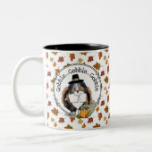 Erntedank Shetland Sheepdog (blauer Merle) Funny Zweifarbige Tasse (Links)