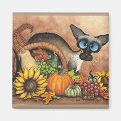 Erntedank Siamese Cat von Bihrle Magnet (Vorne)