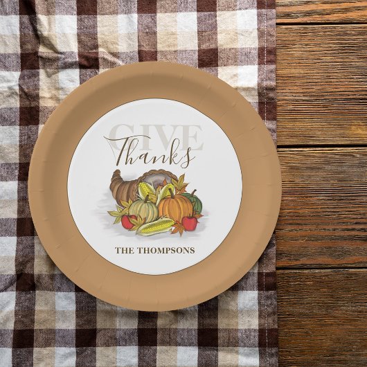 Erntedank Simple Cornucopia Elegante Danke Pappteller