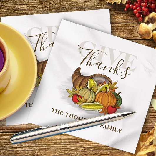 Erntedank Simple Cornucopia Elegante Danke Serviette