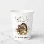 Erntedank Simple Turkey Elegante Danke Pappbecher (Rückseite)