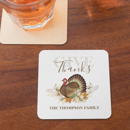 Erntedank Simple Turkey Elegante Danke Rechteckiger Pappuntersetzer
