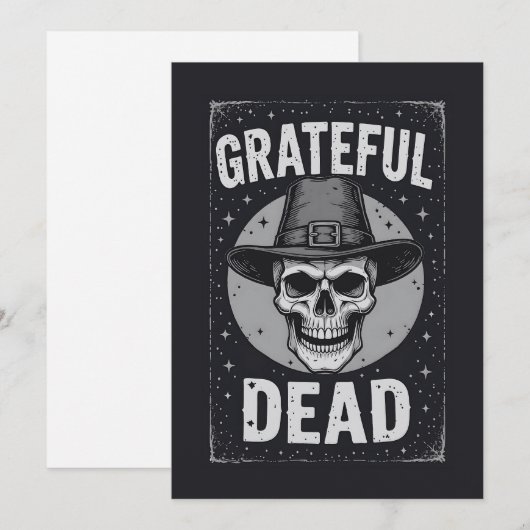 Erntedank Skeleton Pilgrim Feiertagskarte (Vorne/Hinten)