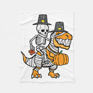 Erntedank Skelett auf Trex Dino Fall Kinder Fleecedecke