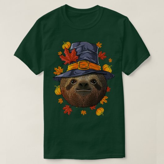 Erntedank Sloth Pilgrim Kostüm Herbst Herbst T-Shirt (Design vorne)