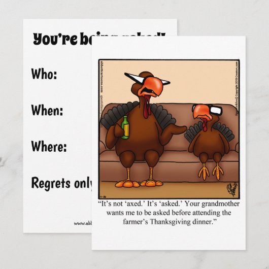 Erntedank Spaß Abendessen Einladungen (Vorne/Hinten)