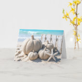 Erntedank-Strand-Sand-Kürbisse Karte (Gelbe Blume)