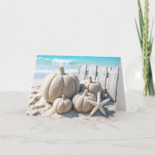 Erntedank-Strand-Sand-Kürbisse Karte