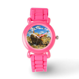 Erntedank Strohwagen im Feld Armbanduhr