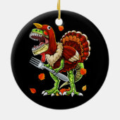 Erntedank T Rex Dinosaur Funny Turkey Kostüm Keramik Ornament (Hinten)