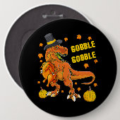 Erntedank T Rex Dinosaur Türkei Kostüm Kinder Gi Button (Vorne & Hinten)