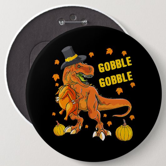 Erntedank T Rex Dinosaur Türkei Kostüm Kinder Gi Button (Vorne & Hinten)