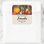 Erntedank Table Bountiful Ernte Kitchen Quadratischer Aufkleber (Tasche)