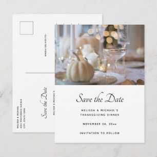 Erntedank Table Elegante Einstellung Save the Date Einladungspostkarte