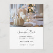 Erntedank Table Elegante Einstellung Save the Date Einladungspostkarte (Vorderseite)