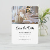 Erntedank Table Elegantes Place Setting-Foto Save The Date (Stehend Vorderseite)
