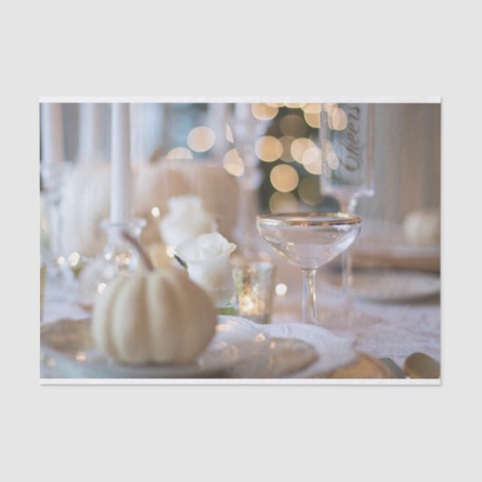 Erntedank Table Elegantes Place Setting-Foto Seidenpapier (Vorderseite)