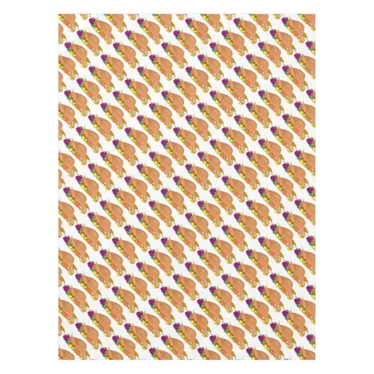 Erntedank Tablecloth/Turkey on Platter Tischdecke (Vorderseite)