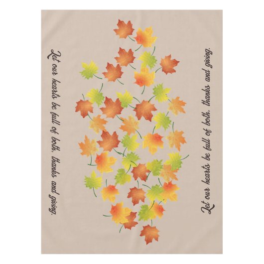 Erntedank-Tablett mit individuellem Herbstleaves Tischdecke (Vorderseite)