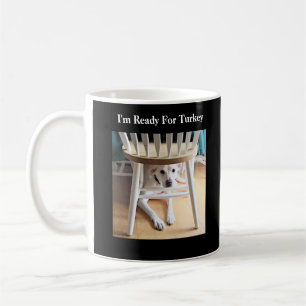 Erntedank Tag Niedlich Weißer Hund unter Tafelschw Kaffeetasse