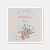 Erntedank Taupe Aqua Coral Pumpkins Türkei Serviette (Vorderseite)