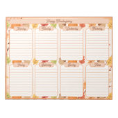 Erntedank Tear Away Weekly Planer Notizblock (Vorderseite)