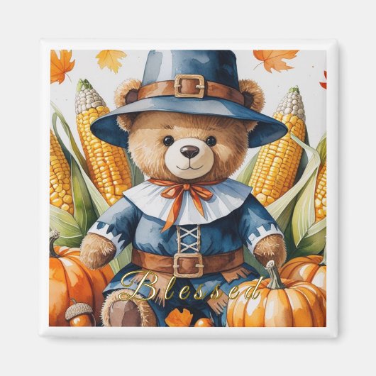 Erntedank Teddy Bear Magnet (Vorne)