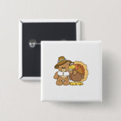 Erntedank Teddybär-Design Button (Vorne & Hinten)
