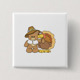 Erntedank Teddybär-Design Button