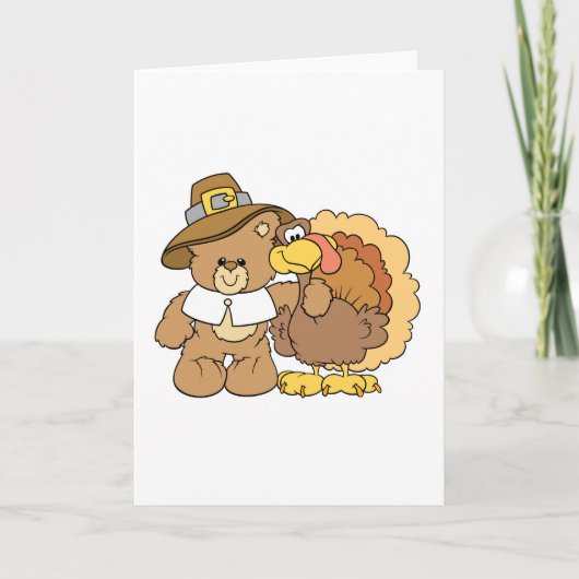 Erntedank-Teddybär-Design Feiertagskarte (Vorderseite)